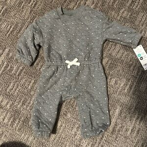 Carter's Gray and White Polka Dot Footie